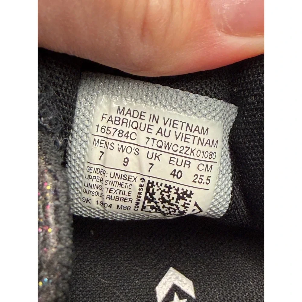 Converse Chuck Taylor All Star Women 9 Black Glitter Iridescent Low Top 165784C
